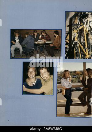 Das Edina West High Yearbook 1976, Windigo 76, dokumentiert das akademische Jahr 1975-1976 der Schule. Mit Fotos und Erzählungen über Schüler, Lehrer, außerschulische Aktivitäten und Sportveranstaltungen fängt dieses Jahr die wichtigsten Momente des Schuljahres ein. Stockfoto