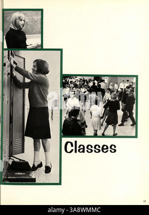 Talons 1967, das Jahrbuch der Cooper High School, dokumentiert ein Jahr der Leistungen von Studenten und Dozenten, mit Vereinen, Leichtathletik und Schlüsselveranstaltungen aus dem Schuljahr 1966-1967. Stockfoto