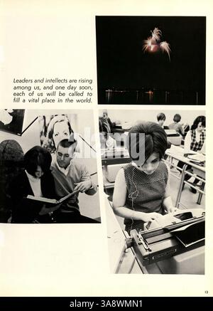 Das Jahrbuch "67" von der Cooper High School erfasst die akademischen und außerschulischen Aktivitäten von Schülern, Lehrern, Leichtathletik und anderen Schulveranstaltungen im Schuljahr 1966-1967. Stockfoto