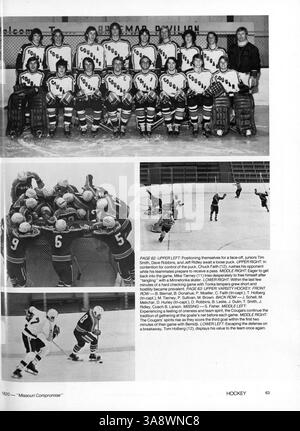 Windigo 76, das offizielle Jahrbuch 1976 der Edina West High School, zeigt Studentenporträts, Clubs, Leichtathletik, Lehrkräfte, und Veranstaltungen aus dem akademischen Jahr 1975-1976. Stockfoto
