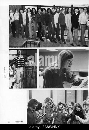 Windigo 76 zeigt die bedeutenden Veranstaltungen des akademischen Jahres 1975-1976 an der Edina West High School, in denen Schüler, Lehrer, Leichtathletik und Clubaktivitäten stattfinden. Stockfoto