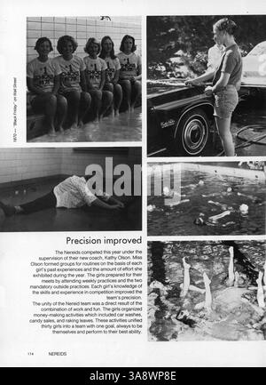 Windigo 76, das Jahrbuch 1976 für die Edina West High School, dokumentiert die Schüler, Lehrer, Leichtathletik, Schulclubs, und wichtige Ereignisse aus dem akademischen Jahr 1975-1976. Stockfoto