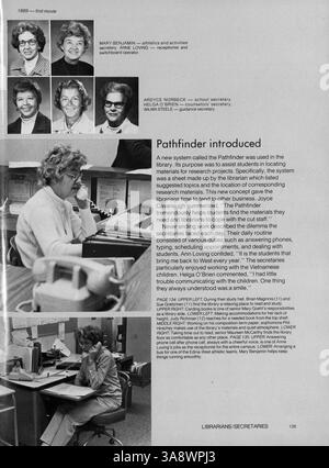 Windigo 76, das Jahrbuch der Edina West High School, beschreibt die Aktivitäten, Schüler und Lehrkräfte des Schuljahres 1975-1976, einschließlich Leichtathletik und Clubs. Stockfoto