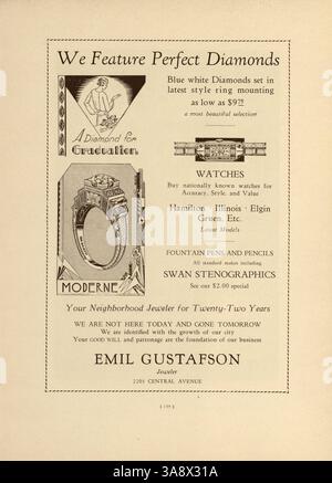Die Ausgabe 1933 des „Wizard“ Jahrbuchs der Edison High School dokumentiert die akademischen und außerschulischen Aktivitäten des Schuljahres 1932-1933. Stockfoto