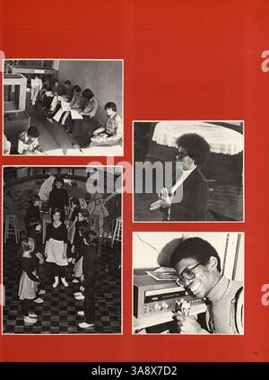 Das Jahrbuch Mustang 1977 der Breck School dokumentiert die Leistungen der Schüler, Sportprogramme, Vereine und die kulturellen Beiträge der Schule während des Schuljahres 1976-1977. Stockfoto
