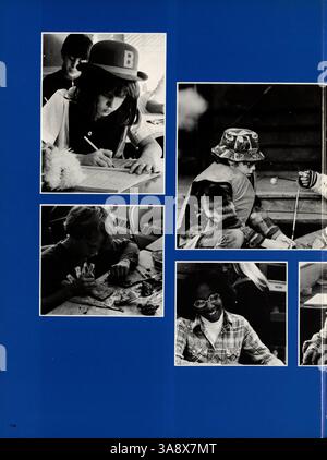 Das Mustang-Jahrbuch 1977 dokumentiert die akademischen und außerschulischen Aktivitäten der Breck High School, die Schülerleistungen, Lehrkräfte und sportliche Veranstaltungen aus dem Schuljahr 1976-1977 umfassen. Stockfoto