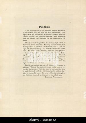 Die 1929 erschienene Ausgabe des Antler Jahrbuchs der Minnehaha Academy dokumentiert das Schuljahr und zeigt Studenten, Dozenten, Sportmannschaften und bedeutende Ereignisse von 1928 bis 1929. Stockfoto