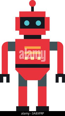 Fortschrittlicher roter Roboter mit leuchtenden Augen und modernem Sci-fi-Design. Stock Vektor