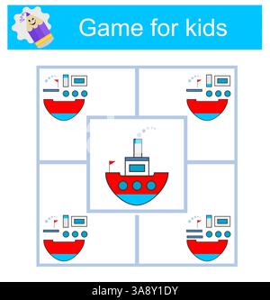 Pädagogisches logisches Spiel für Kinder. Sie müssen den richtigen Satz von Formen finden. Schulungsmaterial. Aktivität des Arbeitsblatts im Vorschulalter. Stock Vektor