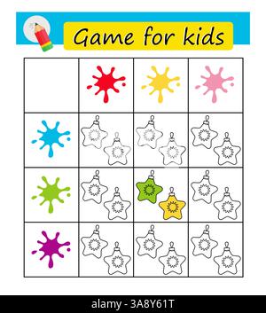Ausmalseite. Lernspiel für Kinder. Illustration für die Kindererziehung. Vektorabbildung. Stock Vektor