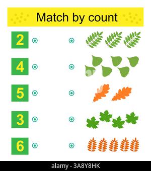 Mathematische Aktivität für Kinder. Entwicklung von Rechenkenntnissen. Vektorabbildung. Stock Vektor