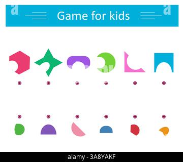 Logikspiel. Unterrichtsmaterial für Kinder. Das richtige Element muss gefunden werden. Vektorabbildung. Stock Vektor