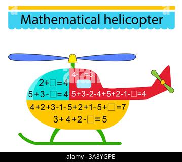 Mathematische Aktivität für Kinder. Entwicklung von Rechenkenntnissen. Zahlenbereich bis 10. Vektorabbildung. Stock Vektor
