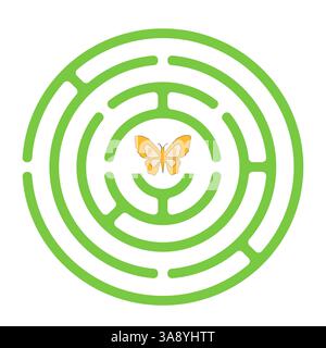 Hilf dem Schmetterling, herauszukommen. Labyrinth-Spiel für Kinder. Labyrinth. Vektorpuzzle Stock Vektor