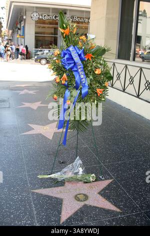 28. April 2007 - Rancho Palos Verdes, CA, USA - 28. April 2007 - Hollywood, Kalifornien - Trauerkranz auf Jack Valentis Star auf dem Hollywood Walk of Fame. Foto: Byron Purvis/AdMedia Stockfoto