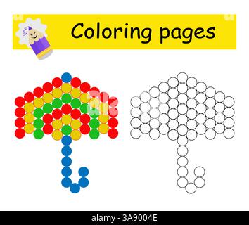 Malbücher. Illustration für die Kindererziehung. Regenschirm für Zeichentrickfilme. Flaches Design Stock Vektor