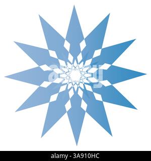 Geometrisches blaues Sterndesign mit komplizierten symmetrischen Mustern auf weißem Hintergrund Stock Vektor