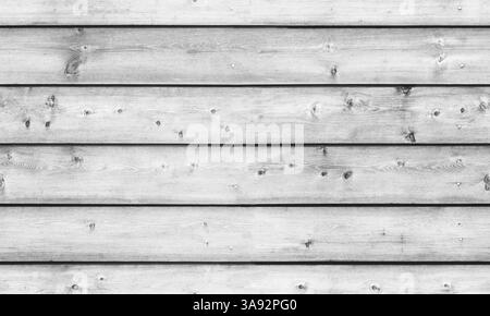 Weiße Holzwand aus Kiefernholz. Flache Frontansicht, nahtlose Hintergrundtextur für Fotos Stockfoto