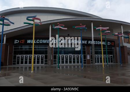 Washington DC, USA. März 2025. Washington DC, USA. März 2025. Spokane Arena während des NCAA Tournament Basketballspiels Achtelfinale in der Spokane Arena am 28. März 2025. Die LSU Tigers besiegten die NC State Wolfpack 80-73 und erreichten die Elite Eight. (Jameel Pugh/Image of Sport) Credit: Image of Sport /Alamy Live News Stockfoto