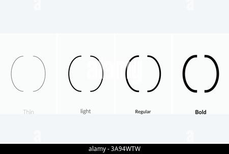 Klammern Symbol . Dünnes, helles normales und fettes Design auf weißem Hintergrund Stock Vektor