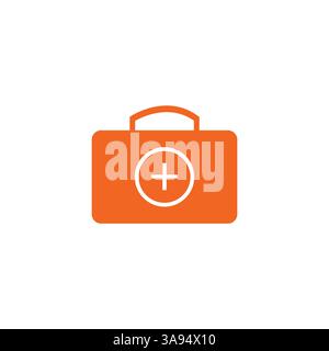 Aktenkoffer-Symbol im flachen Stil mit Hintergrund. Stock Vektor