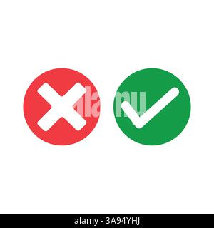 Häkchen. Aktivieren und kreuzen Sie Vektorsymbole. Stock Vektor