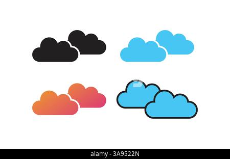 Wolkensymbol in abgewickelter Form mit Hintergrund. Stock Vektor