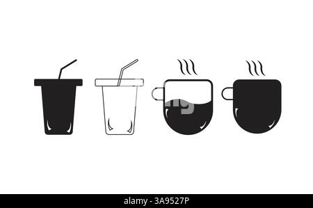 Kaffeesymbol gesetzt. Stildesign isoliert auf weißem Hintergrund Stock Vektor