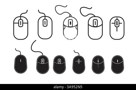 Computer Maus Symbol Set Vektor Illustration Vorlage Stock Vektor