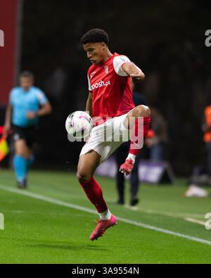 Braga, Guimaraes, Portugal. März 2025. FRANCISCO CHISSUMBA vom SC Braga wurde am 29. März 2025 in Braga beim Spiel der Liga Portugal Betclic 2024/25 zwischen dem SC Braga und dem FC Arouca im EstÃ¡dio Municipal de Braga gesehen. Endpunktzahl SC Braga 2 - 1 FC Arouca (Credit Image: © Miguel Lemos/ZUMA Press Wire) NUR REDAKTIONELLE VERWENDUNG! Nicht für kommerzielle ZWECKE! Quelle: ZUMA Press, Inc./Alamy Live News Stockfoto
