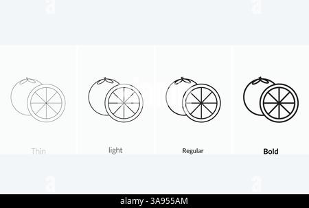 Grapefruit-Symbol. Dünnes, helles normales und fettes Design auf weißem Hintergrund Stock Vektor