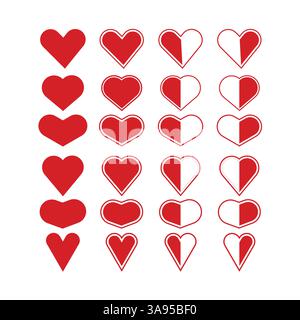 Love Icon Set, flach mit Hintergrund. Stock Vektor