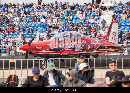 Die Royal Australian Air Force Pilatus PC-21-Trainerflugzeuge sind auf der Avalon/Melbourne Airshow ausgestellt Stockfoto