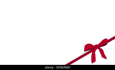 Rote Schleife handgezeichnet auf Banner. Dekorative Elemente für Weihnachtseinladungen und Geburtstagskarten. Vektorabbildung. Stock Vektor