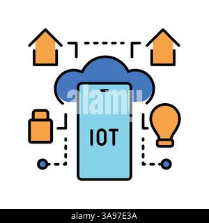 Symbol für iot-Leitung mit KI-Technologie. Vektorisoliertes Element. Bearbeitbare Kontur. Stock Vektor