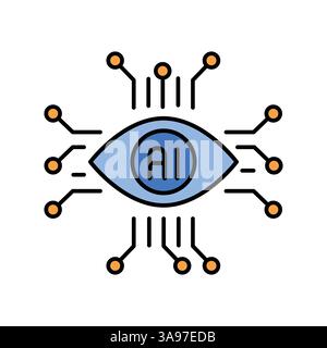 Symbol für die Computervision. Vektorisoliertes Element. Bearbeitbare Kontur. Stock Vektor