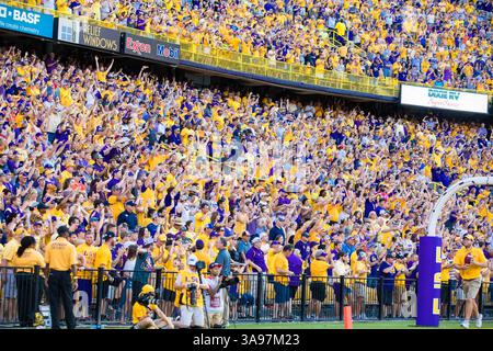14. Oktober 2017: LSU Tigers Fans jubeln, nachdem LSU die Führung im Spiel zwischen den LSU Tigers und den Auburn Tigers im Tiger Stadium in Baton Rouge, LA, übernommen hat. LSU Tigers besiegte Auburn Tigers mit 27:23. Stephen Lew/CSM(Credit Image: &Copy; Stephen Lew/CSM via ZUMA Wire) Stockfoto