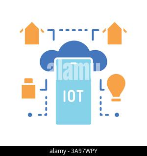 Symbol für iot-Leitung mit KI-Technologie. Vektorisoliertes Element. Bearbeitbare Kontur. Stock Vektor