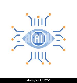 Symbol für die Computervision. Vektorisoliertes Element. Bearbeitbare Kontur. Stock Vektor