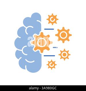 Zeilensymbol für maschinelles Lernen (ML). Vektorisoliertes Element. Bearbeitbare Kontur. Stock Vektor
