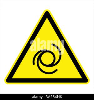 Gelbes dreieckiges Warnschild mit rotierenden Klingen, das potenzielle Gefahren symbolisiert Stock Vektor