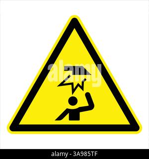 Gelbes dreieckiges Warnschild, das auf die potenzielle Gefahr herabfallender Gegenstände von oben hinweist und die Sicherheit am Arbeitsplatz unterstreicht Stock Vektor