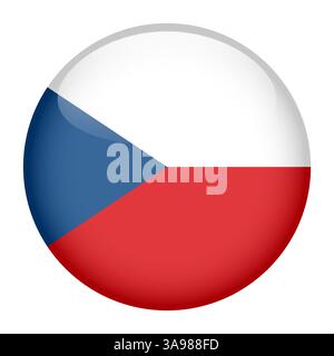 Flagge der Tschechischen Republik, rundes Symbol in Hochglanz Stock Vektor