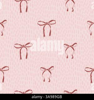 Nahtloses Muster mit Coquette-Schleife. Retro-Bowknotes mädchenhafter, endloser Hintergrund. Geschenkbänder wiederholen den Umschlag. Party-Buntstift gezeichnetes durchgehendes Ornament. Vektor han Stock Vektor