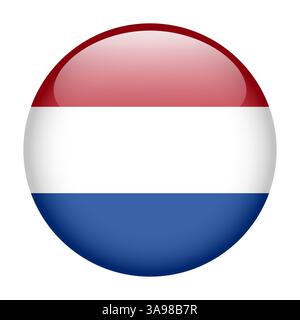 Flagge der Niederlande, rundes Symbol in Hochglanz Stock Vektor