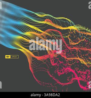 Array mit dynamischen Emittierten Teilchen. Spritzwasser Nachahmung. Zusammenfassung Hintergrund. Vector Illustration. Stock Vektor