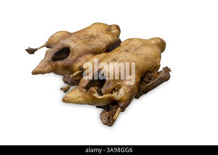 Gestanzt von geschmorter Ente auf weiß isoliert. Stockfoto