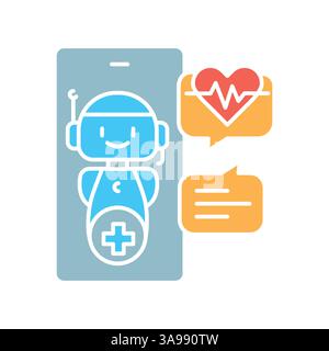 Schwarzes Symbol für AI Virtual Medical Assistant für digitale und gedruckte Projekte. Minimale bereinigte Symbole für Apps und Websites. Moderne einfache Symbole für UI UX Stock Vektor