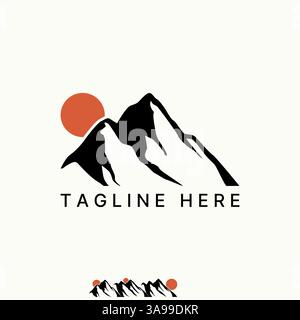Logo Design Grafik Konzept kreative Premium Vektor Stock Bild Top Verkauf abstrakte Bergsonne einfache Linie Kunst Panorama zu Expedition Sport Abenteuer Stock Vektor