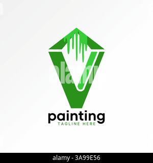 Logo Design Grafik Konzept kreative Premium Vektor Stock Bild Top Verkauf Initial V ohne Serifenschrift mit Dach Haus Farbe Tropfen Monogramm Eigentum Haus Stock Vektor